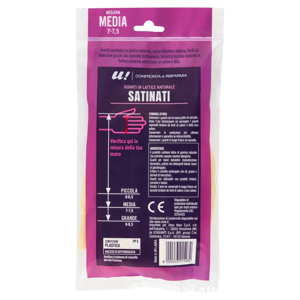 Guanti Satinati in Lattice Naturale 1 Paio Misura Media U! Confronta e Risparmia